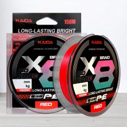 Шнур Kaida Braid PE X8 Red, 150м, 0,10мм
